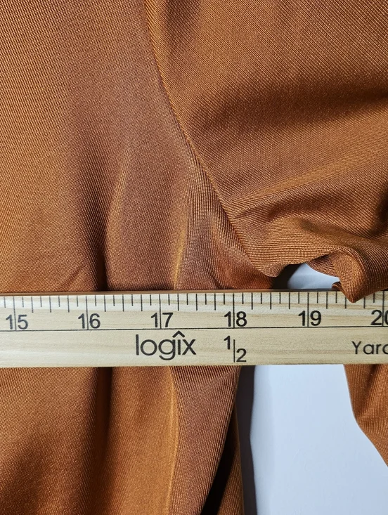 A New Day Ruched Bodysuit Size Large Burnt Orange Deep V Neck Long Sleeve Office - Picture 8 of 9